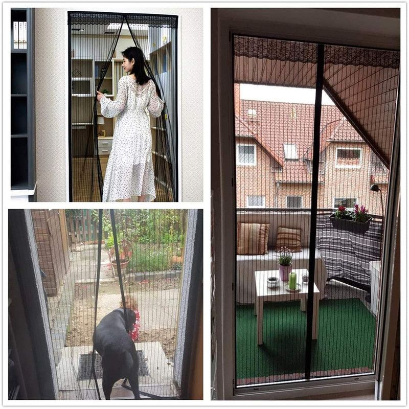 Magnetic Door Screens - 80x210 cm Self-closing - High-Density Insect Screen - No Drilling Required - Brown โ image 2
