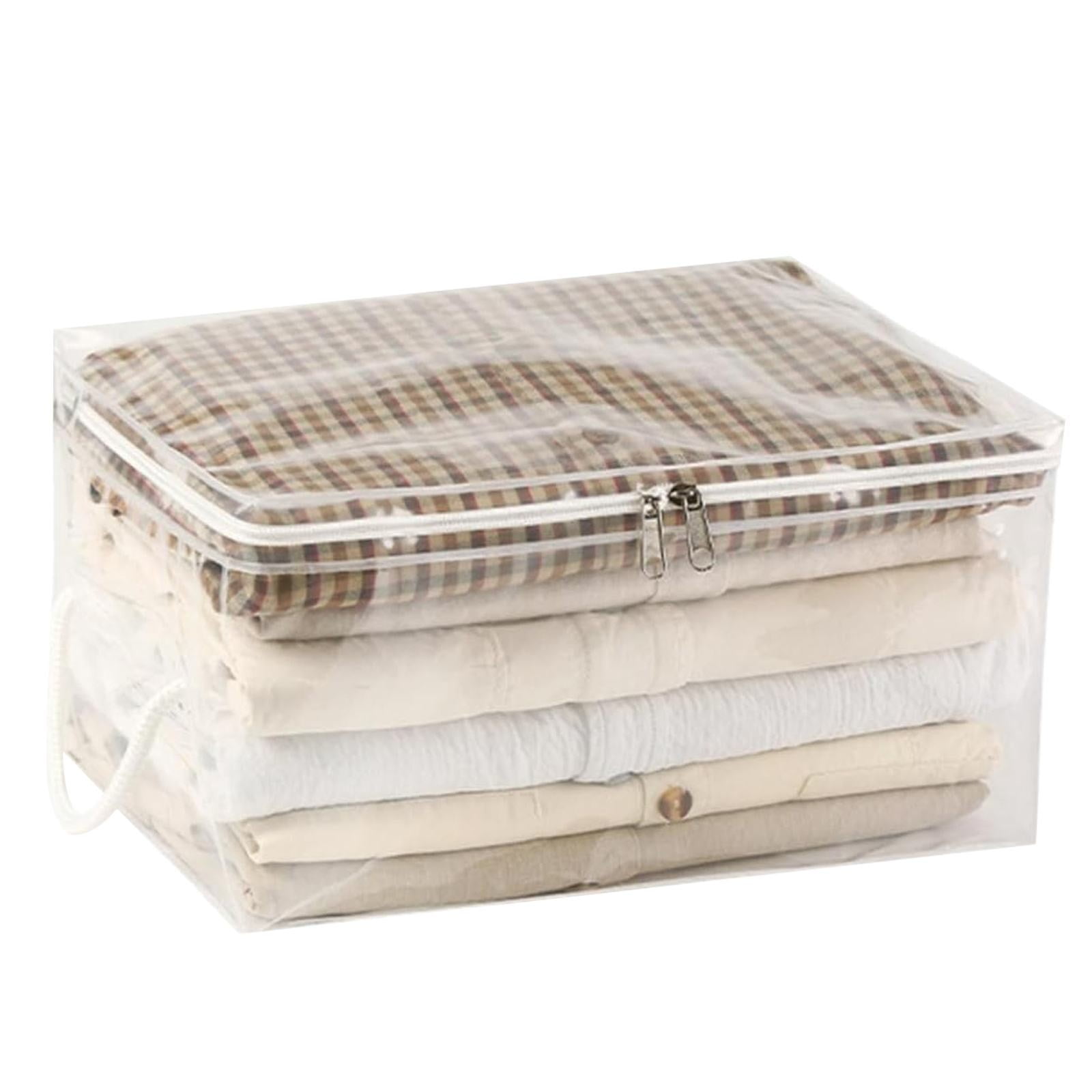 Transparent Zipper Clothing Storage Bag - Heavy-Duty Organizer for Blankets, Linen, Bed Sheets, Clothes & Pillows, Space-Saving, 30 × 23 × 15 cm