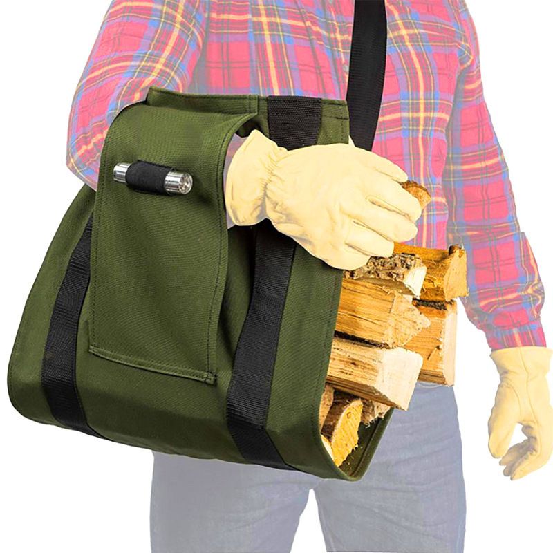 Large Firewood Bag with Handles,Foldable Firewood Tote Bag,Waterproof Fireplace Bag,for Camping, BBQ and Fireplaces โ image 3
