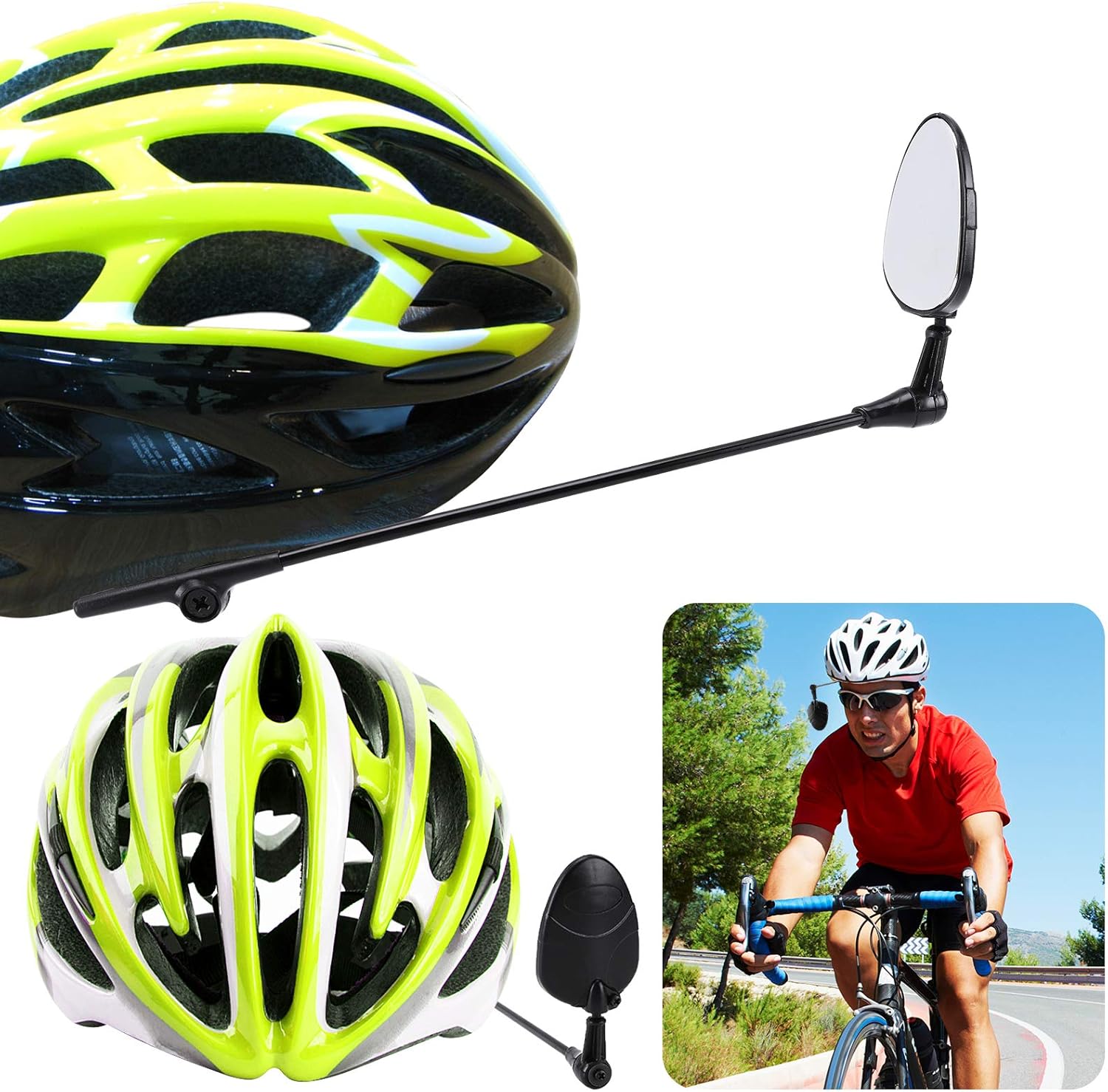 2 Pack Bike Helmet Mirror, 360 Degree Adjustable Lightweight Bicycle Cycling Rear View Helmet Mirror for Cycling, Cycling Accessories — image 2