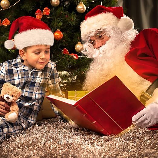 3Pack Christmas Santa Hats for Adults - Extra Thicken Velvet Santa Claus Hats for Women Men Fluffy Plush Xmas Hats Christmas Party Supplies New Year's Eve — image 5