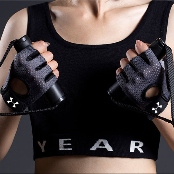 Grey Half Finger Fitness Gloves - Anti-Slip Breathable Gym Training Gloves for Weightlifting Cycling(Size:M) — image 4