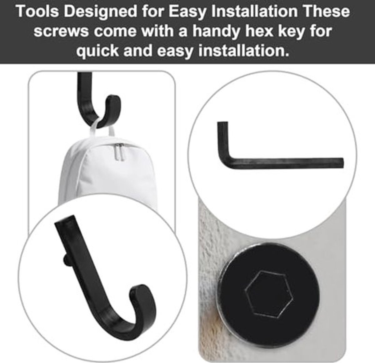 Set of 16 Storage Hooks for Suncast, 5 Black J-Shaped Tool Hooks Organizer with Long Wrench Short Screw Compatible with Suncast/Craftsman Storage Accessories โ image 4