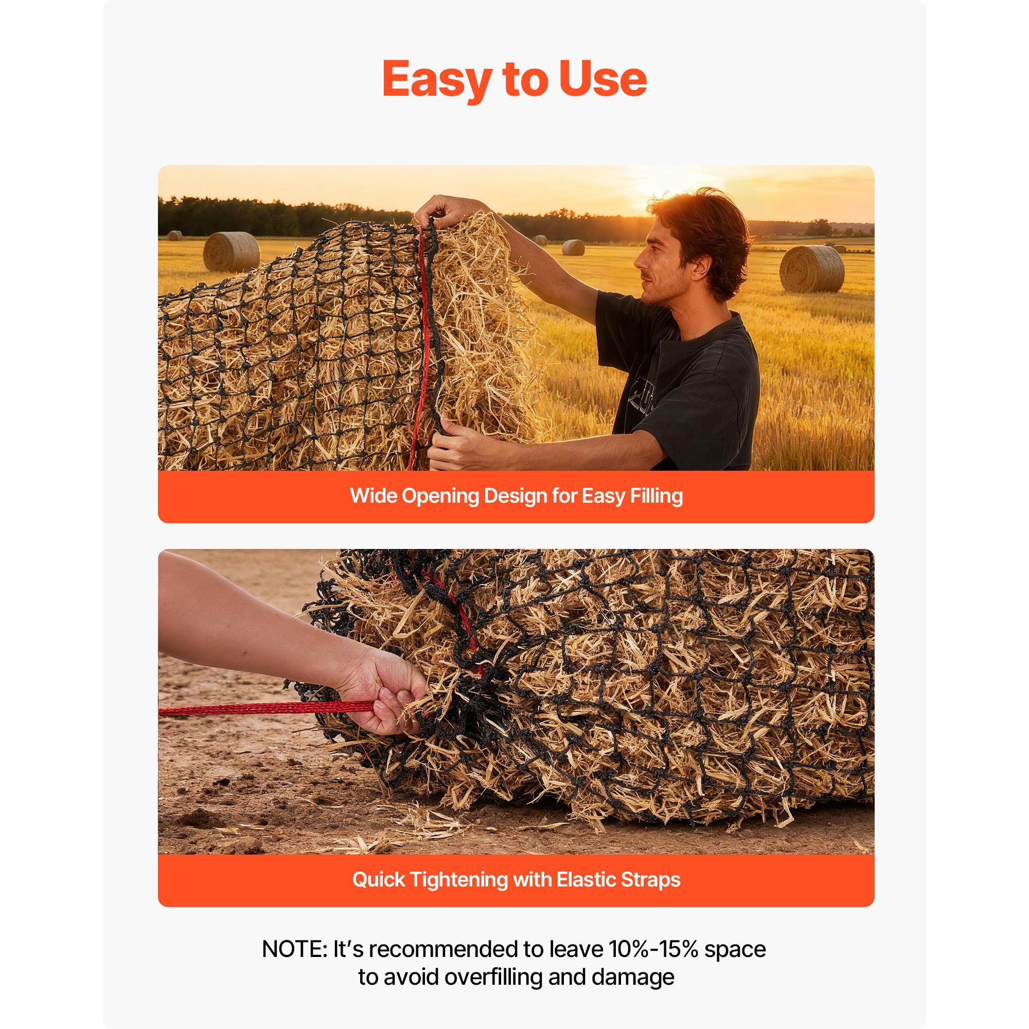 Round Bale Hay Net, 1.5 × 1.5 m, 44.45 × 44.45 mm Holes, PE Material, Reinforced Knotted Design, with Zip Ties, Needle Shuttle, and Repair Twine, Slow Feeder — image 6