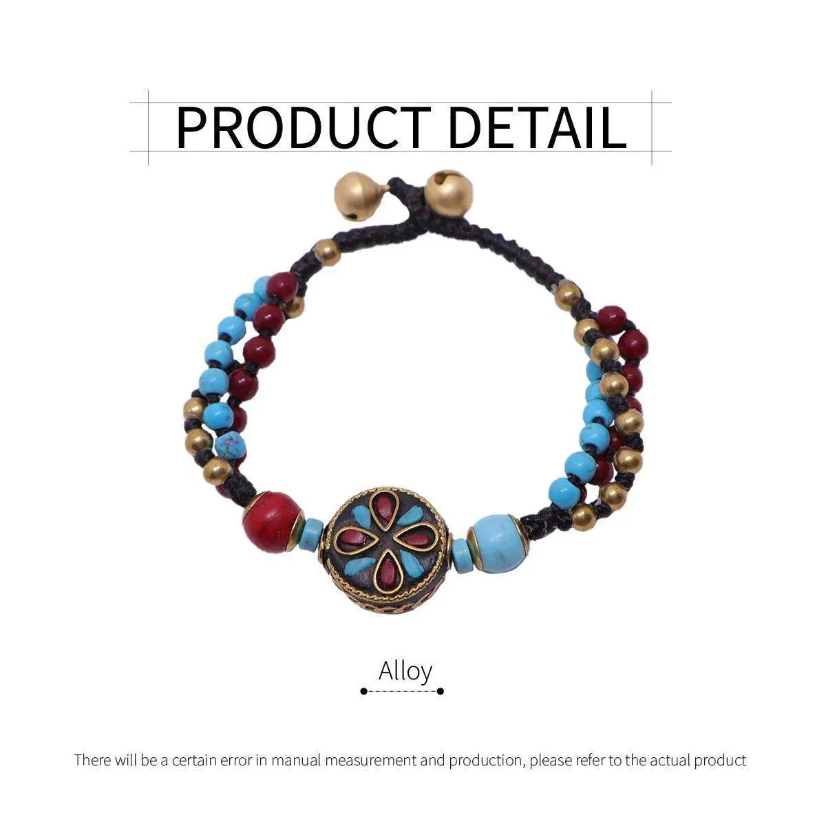 Ethnic Style Handmade Bracelet Color Stone Sky Bead Fashion Round Bead Bracelet — image 3