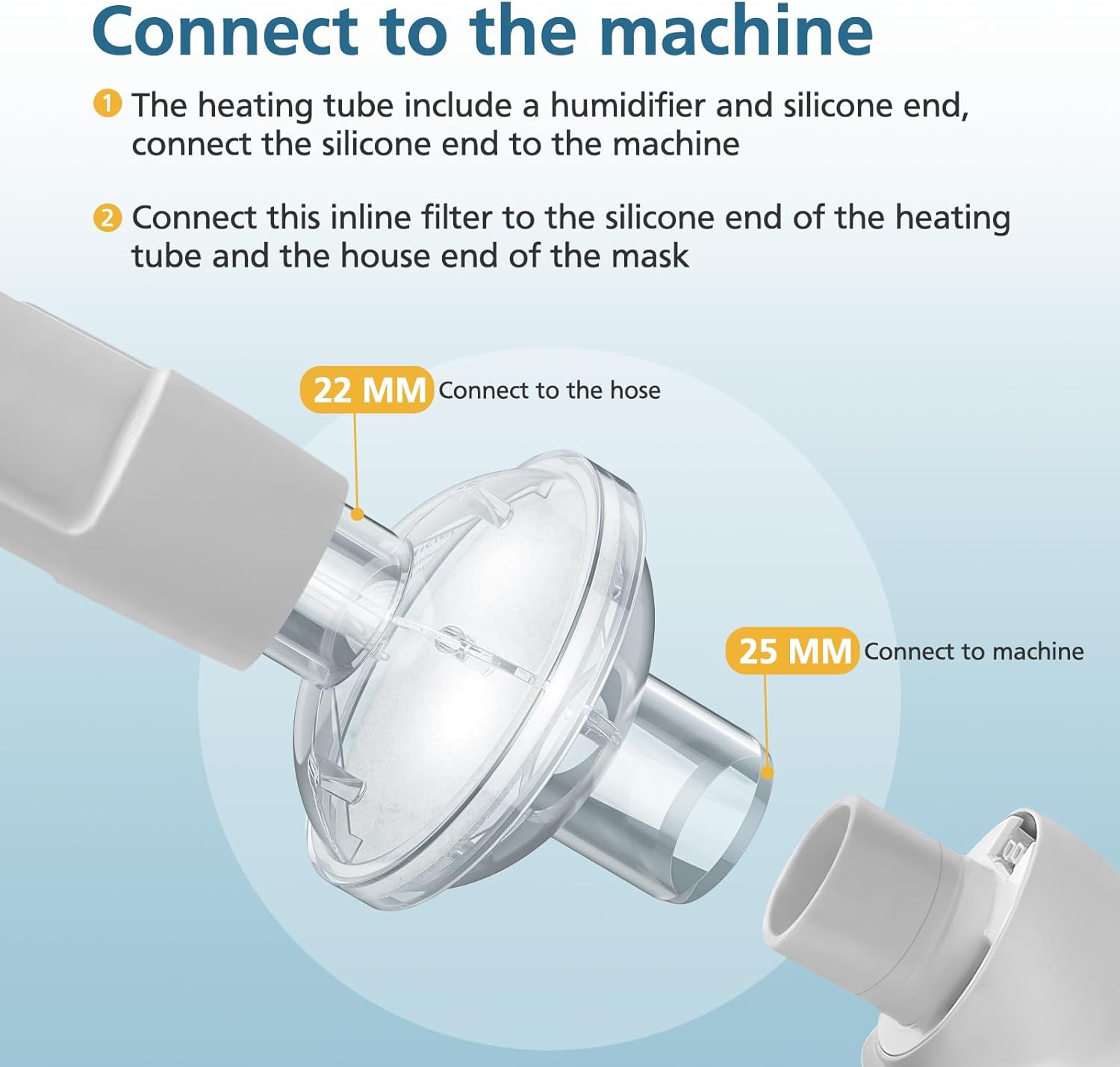 12-pack CPAP Inline Filter, Universal Inline CPAP Filter Compatible with BiPAP Machines ResMed,Dreamstation Standard, Any CACP Machine Size 22mm and 25mm Tube — image 4