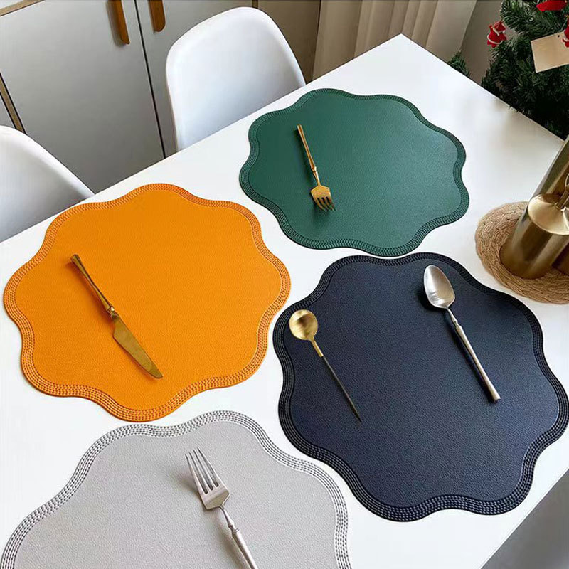 Grey Nordic Style Faux Leather Placemats Set of 4 - Heat-Resistant Waterproof Table Mats 38x38cm(cutlery not included) — image 2