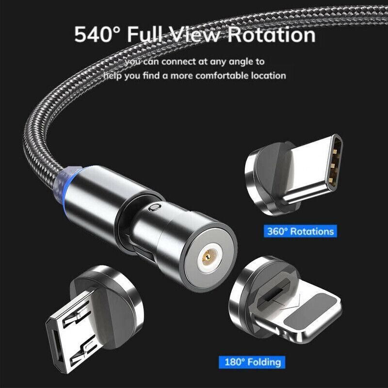 3in1 Fast Charging Cable with Rotating Head for USB C iOS Micro USB Devices - 1M โ image 3