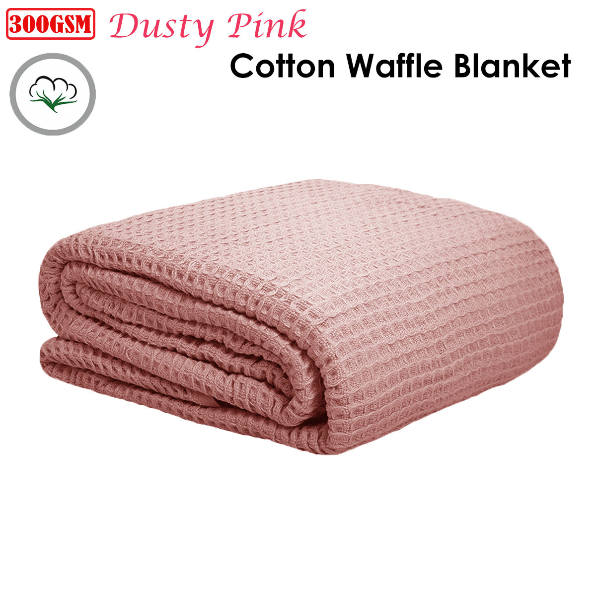 Cotton Waffle Blanket Dusty Pink Queen โ image 2