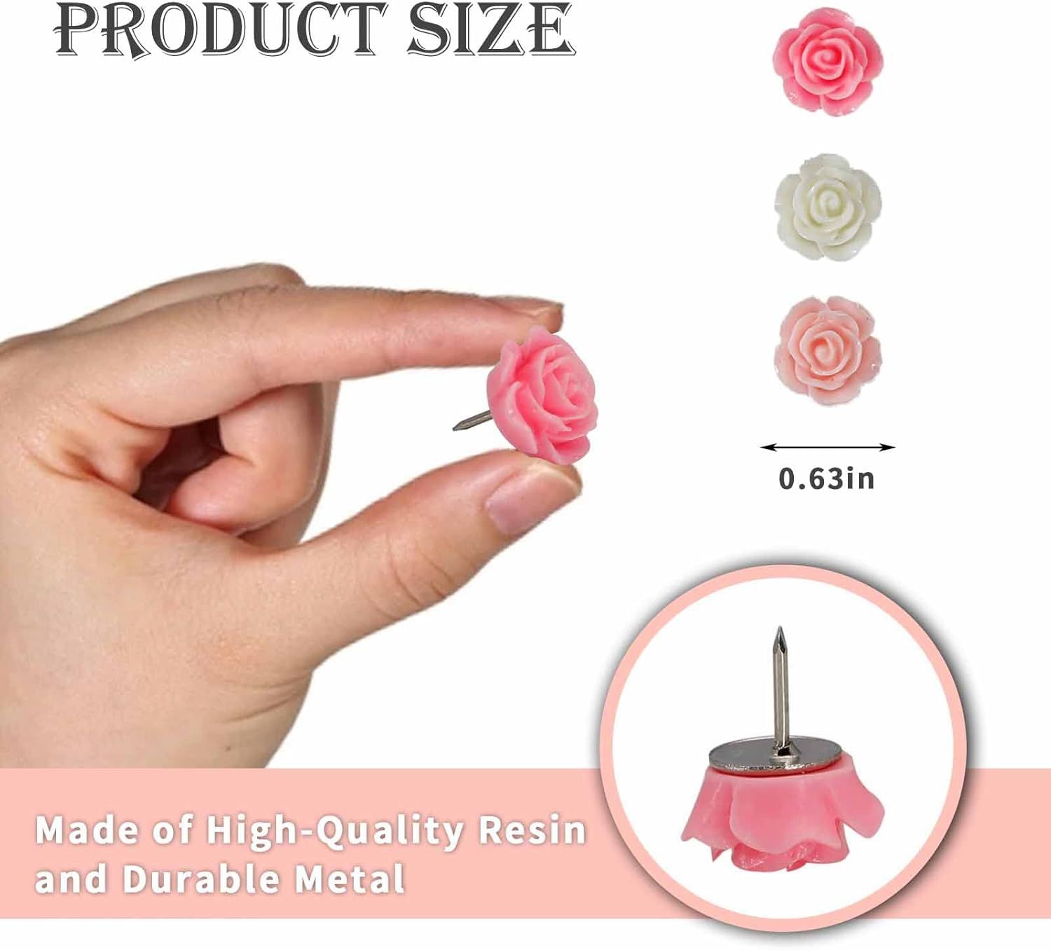 Push Pins for Cork Board - Cuttte 120pcs Decorative Push Pins with Case, Cute Thumb Tacks and Pushpins for Bulletin Board, 3 Colors Flower Pushpins โ image 2
