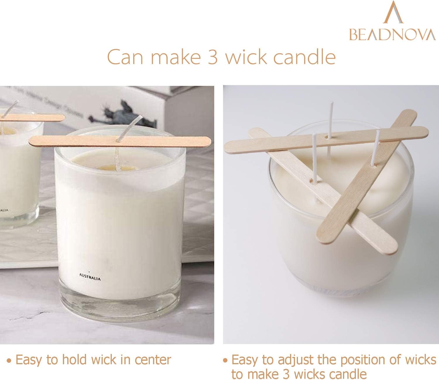 Candle Wicks Set 150 Pcs Candle String Cotton Wicks with 50 Pcs Wooden Holders Centering Device for Making Supplies DIY (4, 6, 8 Inch) โ image 4