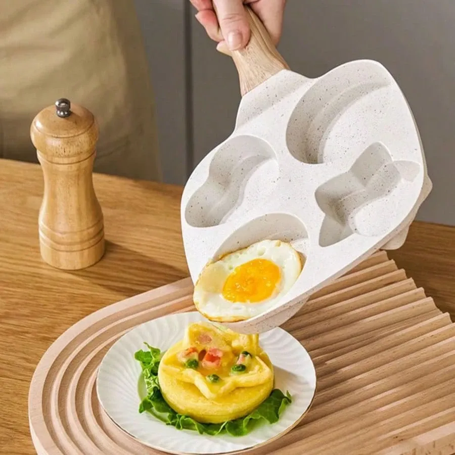 Non Stick Enlarged 3 In 1 Omelette Pan Mini Burger Pan Non Burning Raised Handle Multi Purpose Hamburger Skillet Household Nonstick Frying Pan Egg Burger Pan — image 4