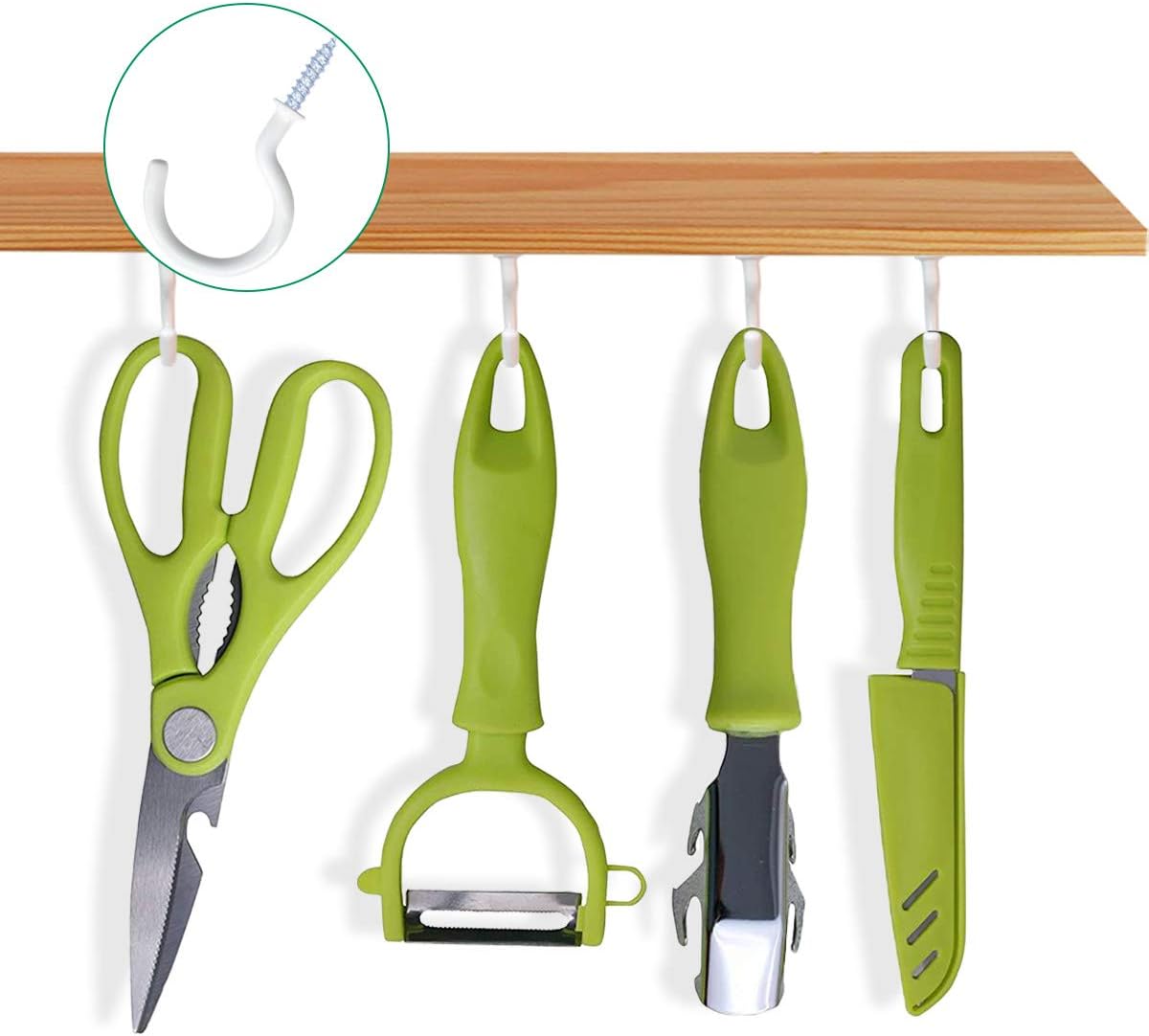 12 Pack Vinyl Coated Ceiling Hooks,Screw-in Mug Hooks,Multi-Function Wall Hooks Kitchen Hooks Cup Hooks for Indoors Outdoors (White, 1-1/4 Inch) — image 4