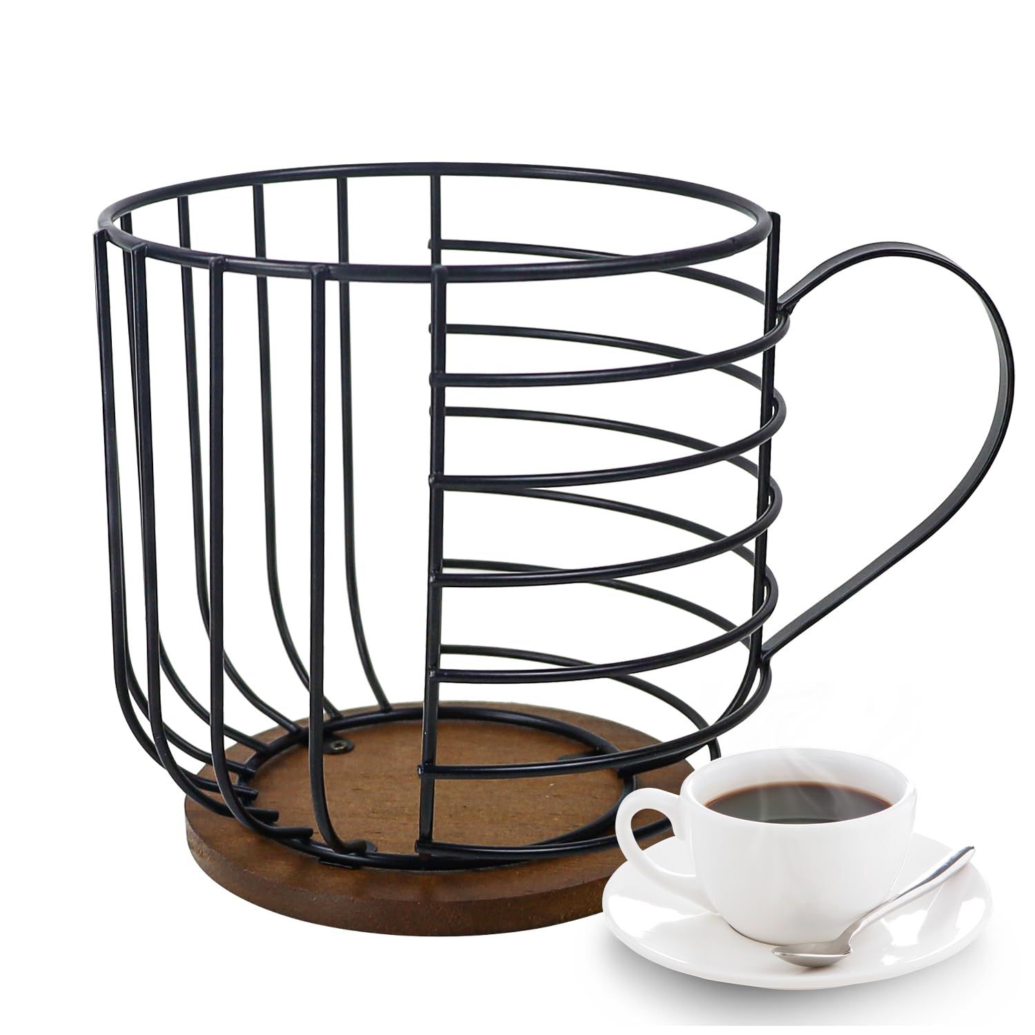 Coffee Pod Holder for K Cups, K Cup Holders for Counter, Mug Shape Coffee Pod Organizer, Coffee Pods Storage Basket (Large)