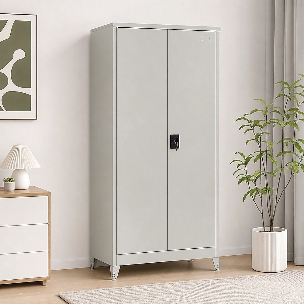 Two-Door Metal Cabinet Shelf Storage for Home Office Gym โ image 2