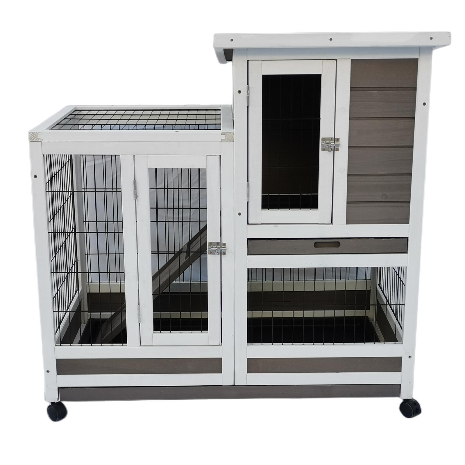 YES4PETS Rabbit Hutch Cat House Cage Guinea Pig Ferret Cage With Wheels โ image 2