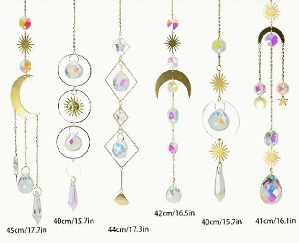 Solar Wind Chimes 6-pack with Crystal Pendants, Reflects Light for Beautiful Patterns, 12 inches, Gold — image 3