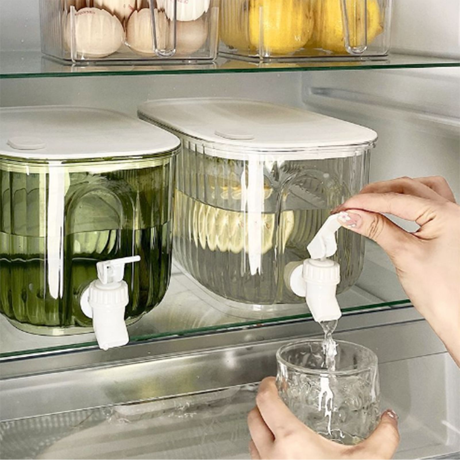 Beverage Drink Dispenser Large Capacity Food Grade Thickened Leakage Proof Cold Kettle with Faucet for Home Transparent White โ image 3