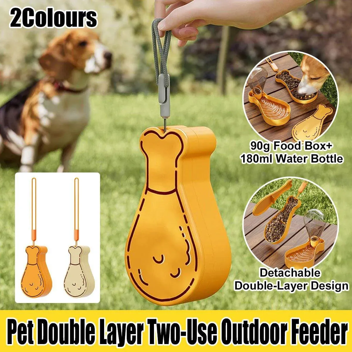 Portable Pet Water Bottle Outdoor Feeder Dual Purpose Drinking Travel Use - White โ image 2
