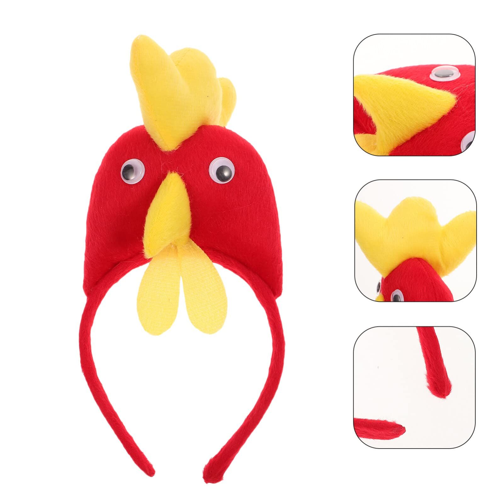 Halloween Decor Chicken Headband Rooster Hat Headband Animals Ears Headband Plush Animal Headbands Ear Horn Hair Hoop — image 2