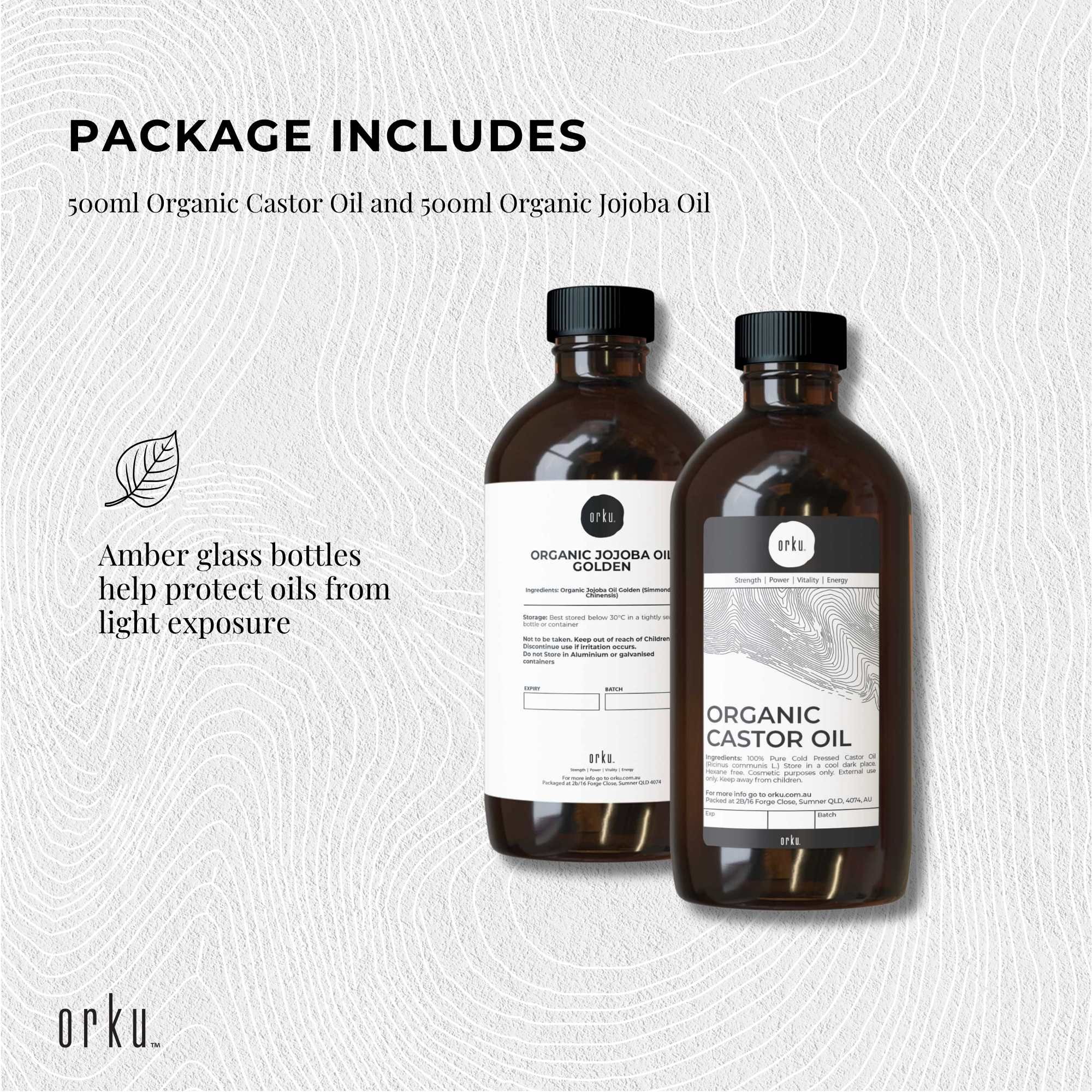 Orku 500ml Organic Castor Oil and 500ml Organic Jojoba Oil Pack β image 4