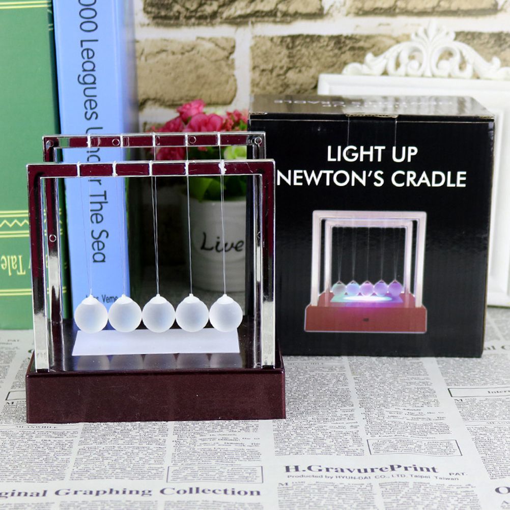 Illuminated Newton Pendulum Ball Miniature Model Ornaments Home Decoration Home Office Desk Decor Gifts — image 5