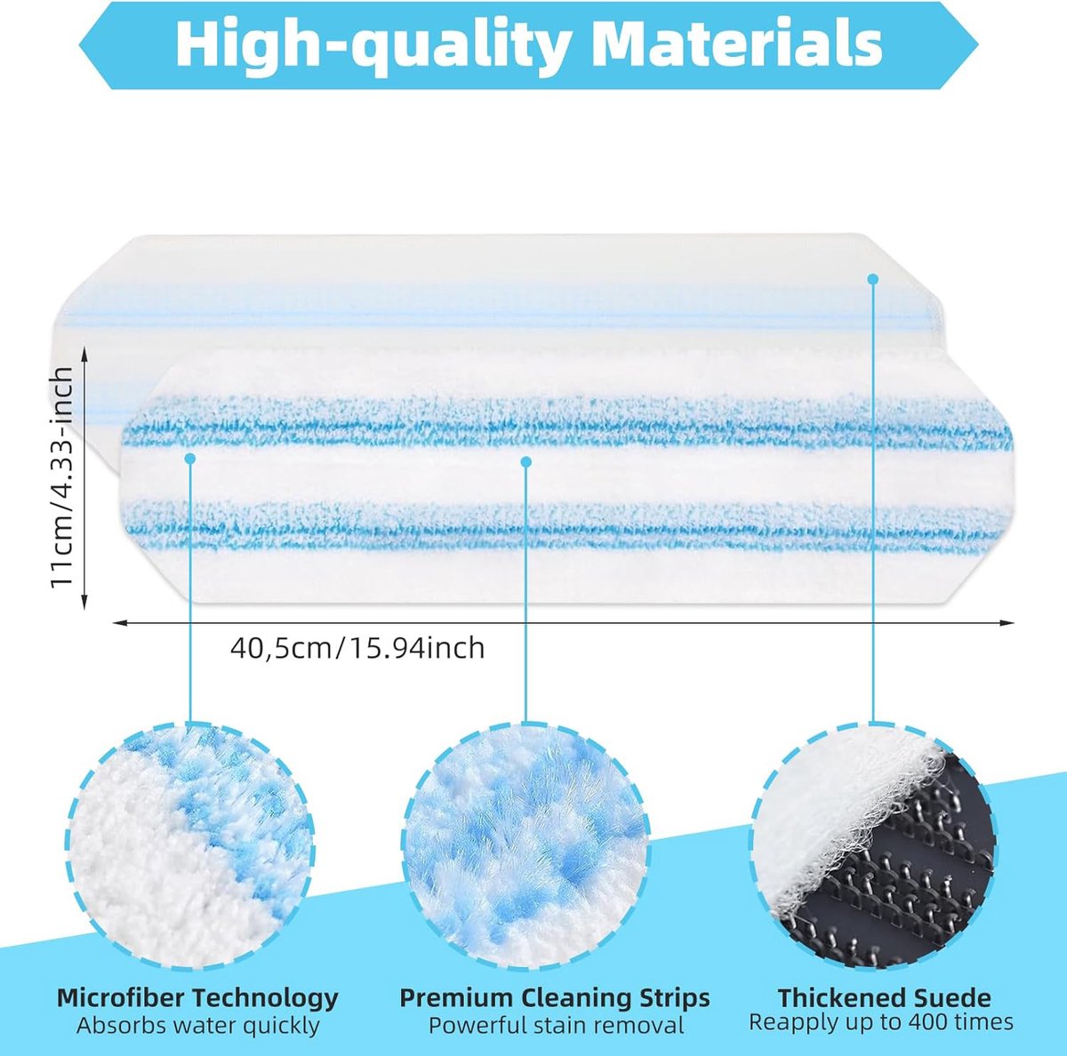 6-piece replacement mop pad set suitable for O Cedar H2prO mop system, suitable for Vileda H2PrO Flat Mop Refill Kit - mop head replacement - replacement mop — image 2