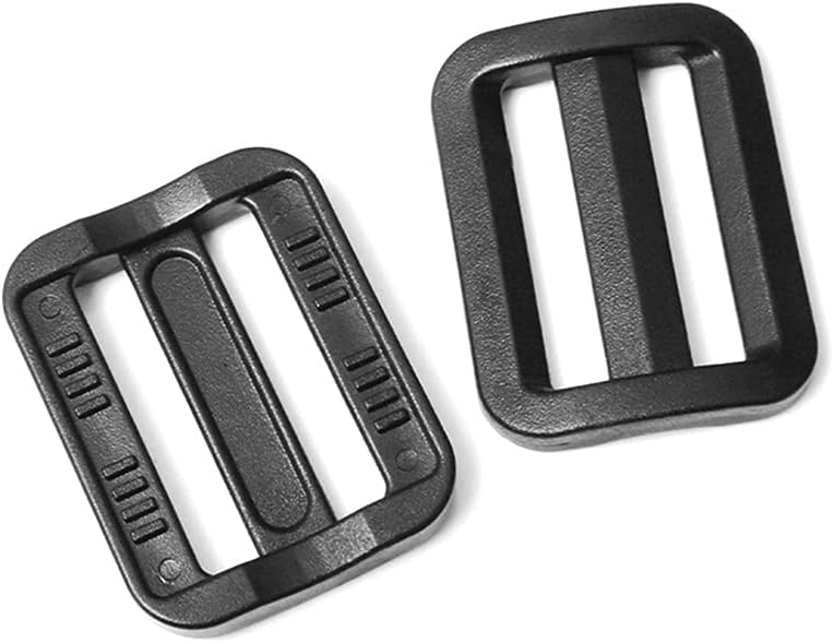 CooBigo 12 Pack Plastic Buckles for Straps 1 Inch Tri-Glide Slide, Plastic Slide Clip Heavy Duty Adjustable Webbing Tri-glides Slider Buckle for Backpack