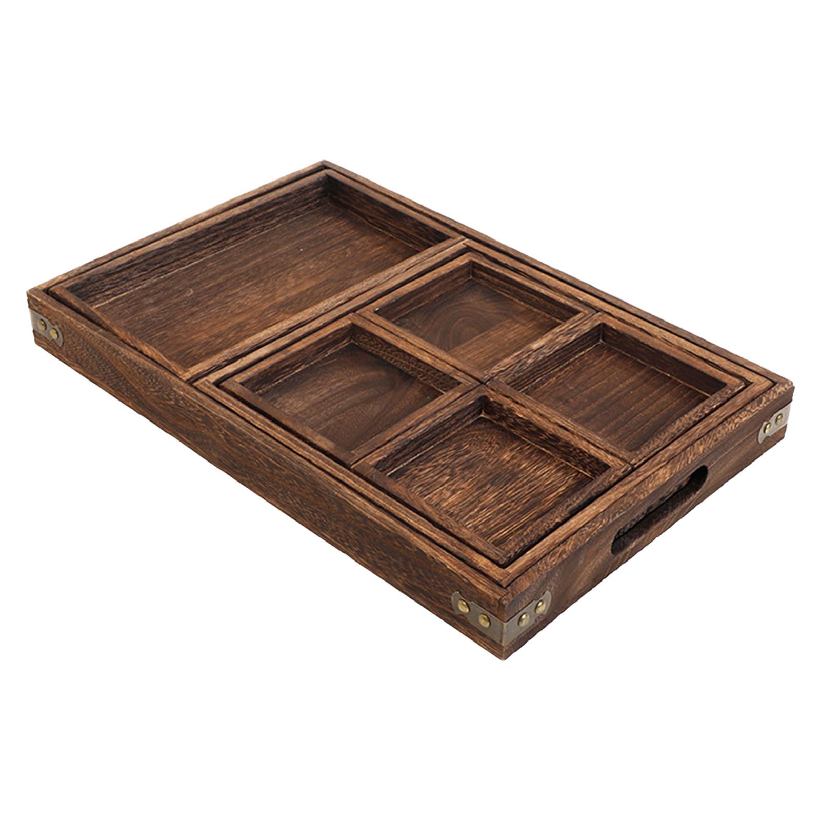 Wood Tea Tray Fade Resistant Exquisite Retro Reinforced Rectangular Tea Serving Tray โ image 2