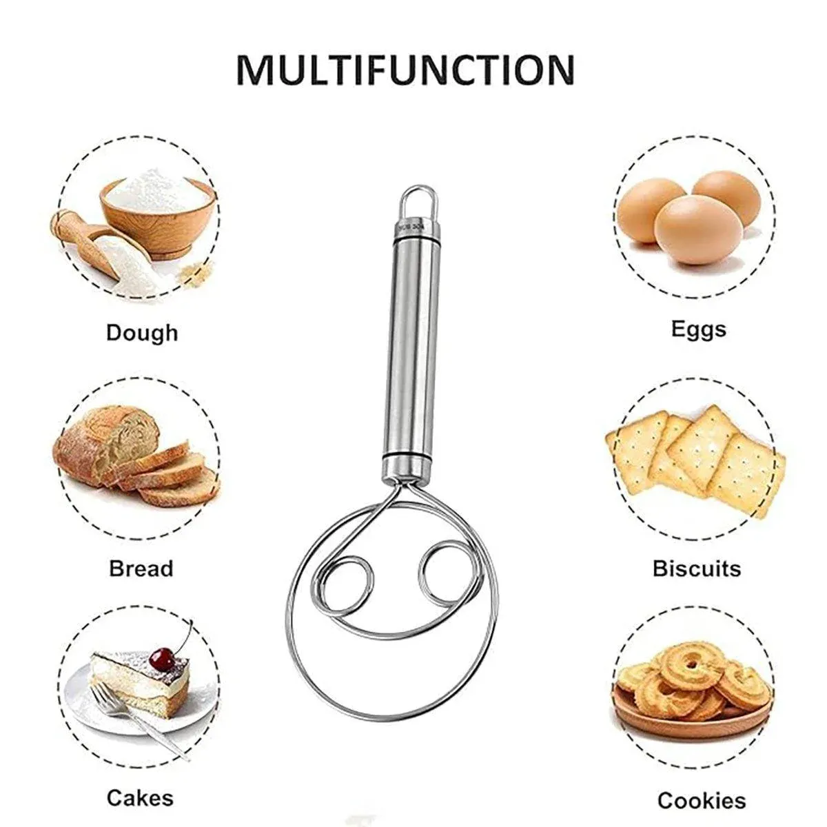Stainless Steel Double Eye Coil Flour Mixer Household Baking Tool Egg Beate β image 5