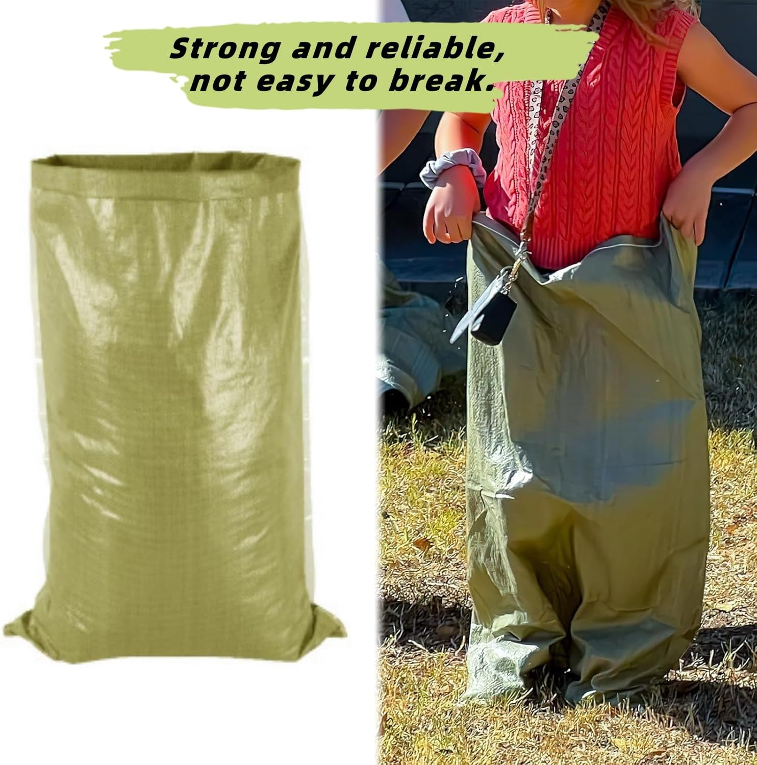 10PCS Potato Sack Race Bags,Large Seed Sack 60x 100cm Large Outdoor Lawn Game Bags for Adults and Children Birthdays, Yard，Game Parties, BBQs, Picnics，Storage — image 5