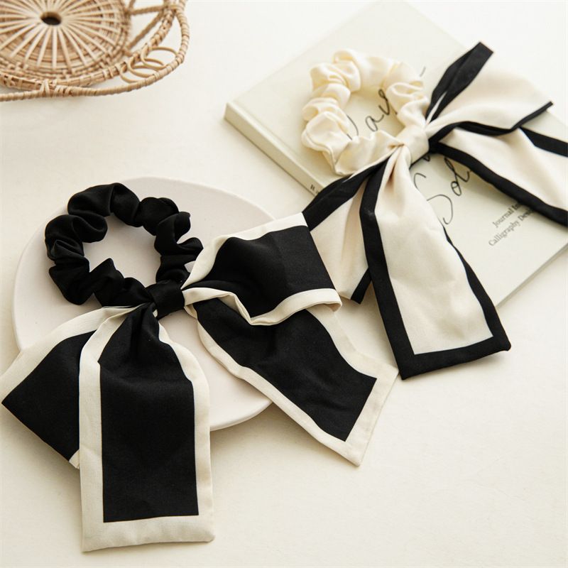 2PCS Hair Scarf Scruncheis for Women Knotted Bow Hair Ties Elastic Bands Satin Hair Ribbon Scrunchy Ponytail Holder — image 3