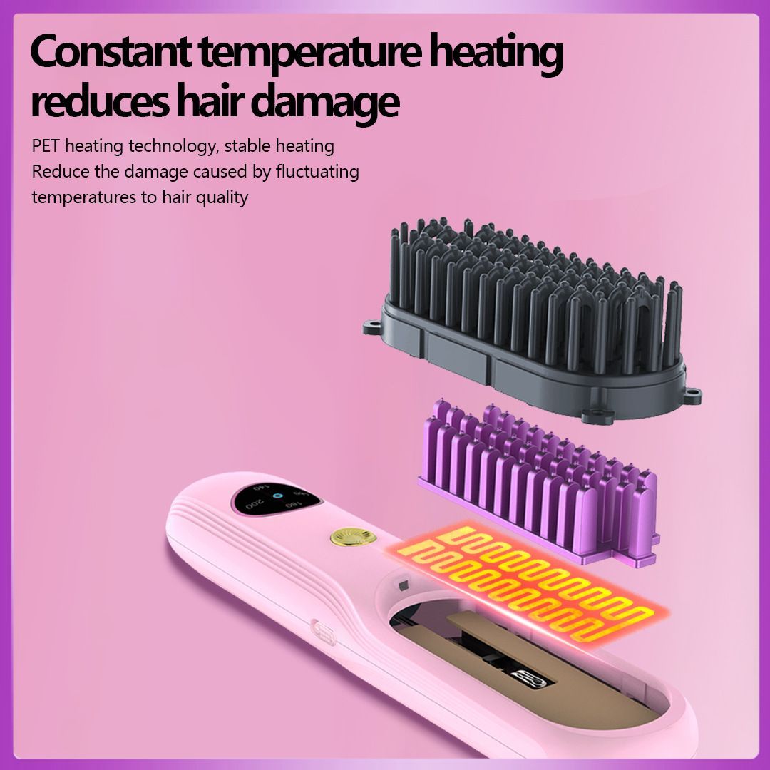 Cordless Hair Straightener Brush, Portable Mini Ionic Hair Straightener with Titanium Plates, USB Rechargeable Travel Straightening Comb for Short, Wavy Hair โ image 6