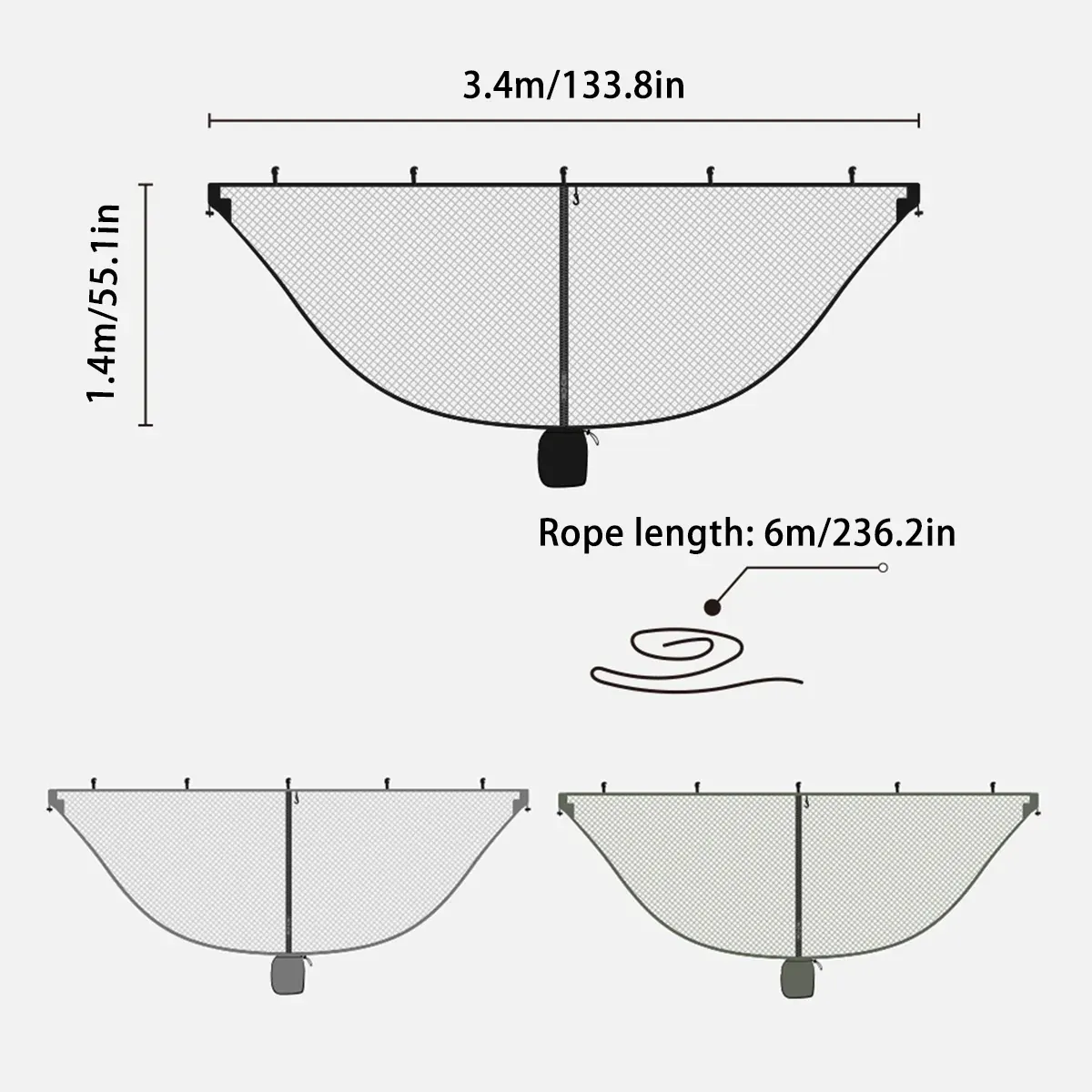 Hammock Mosquito Net Separate Anti-Mosquito Cover For Outdoor Picnic Camping - Grey — image 4