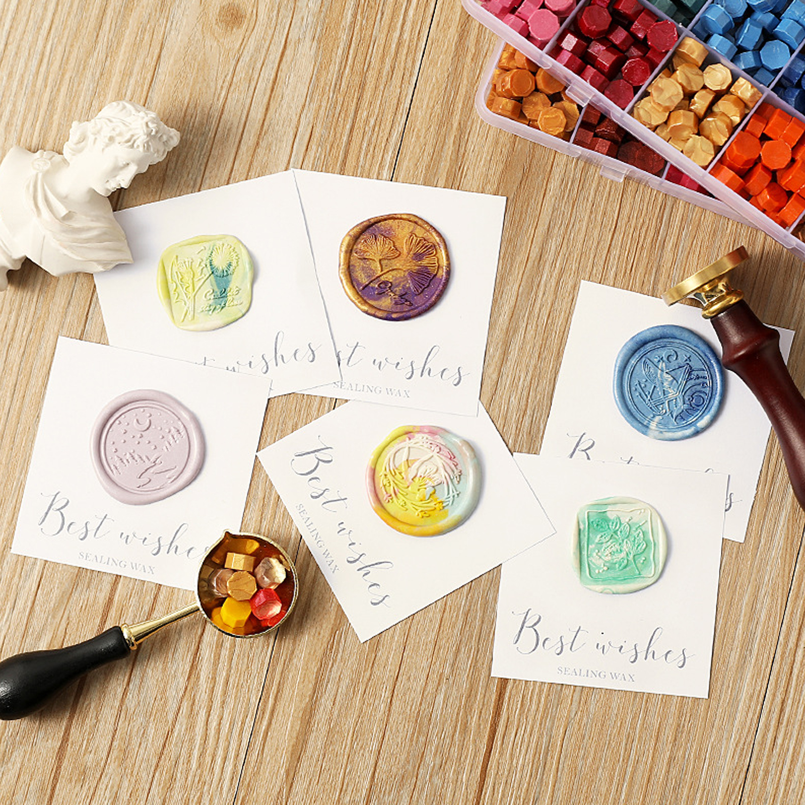 Vintage DIY Octagonal Sealing Wax Tablet Seal Stamp Wax Beads Wedding Invitation macaroncolor โ image 5