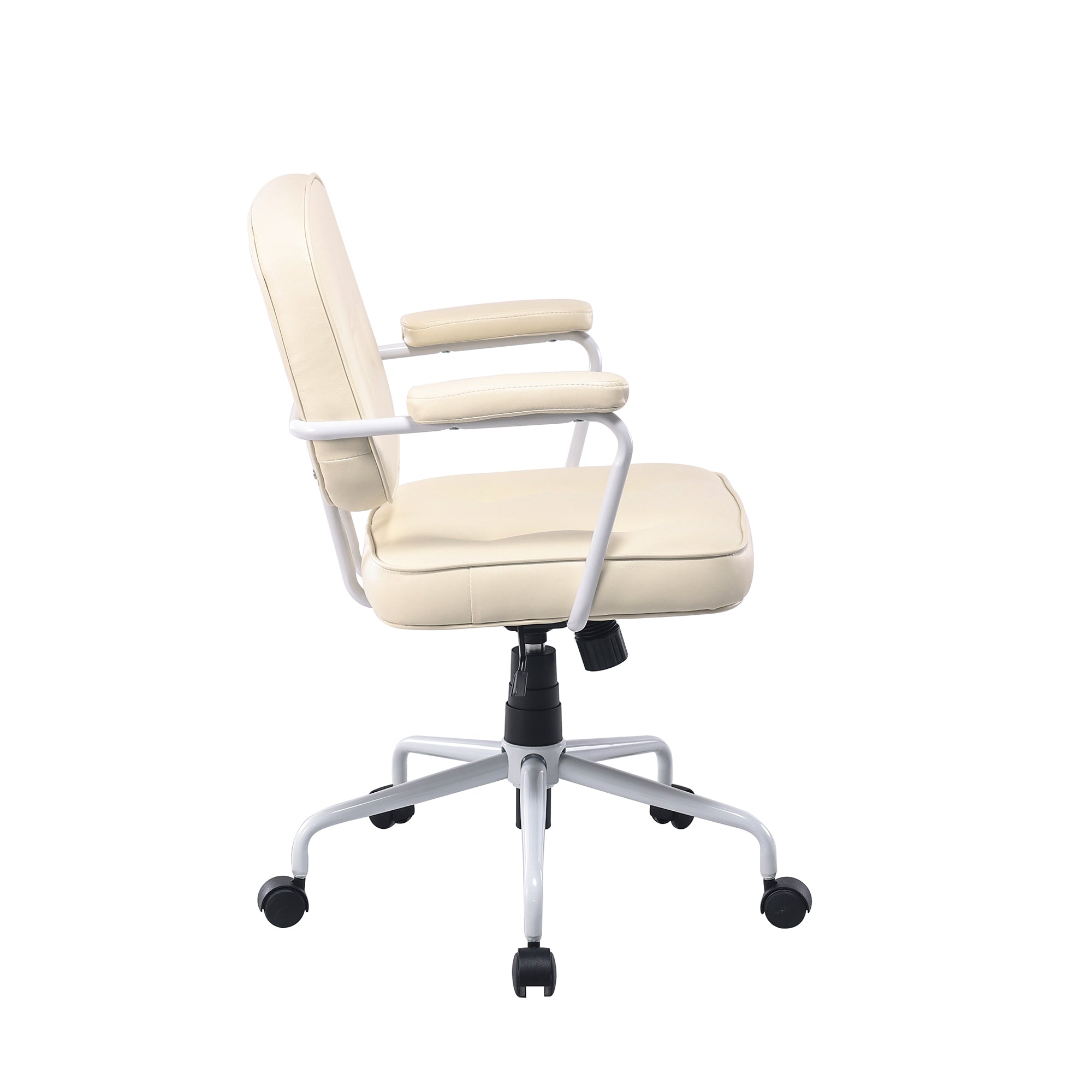 Louise White Frame Faux Leather Home Office Chair in Beige โ image 3