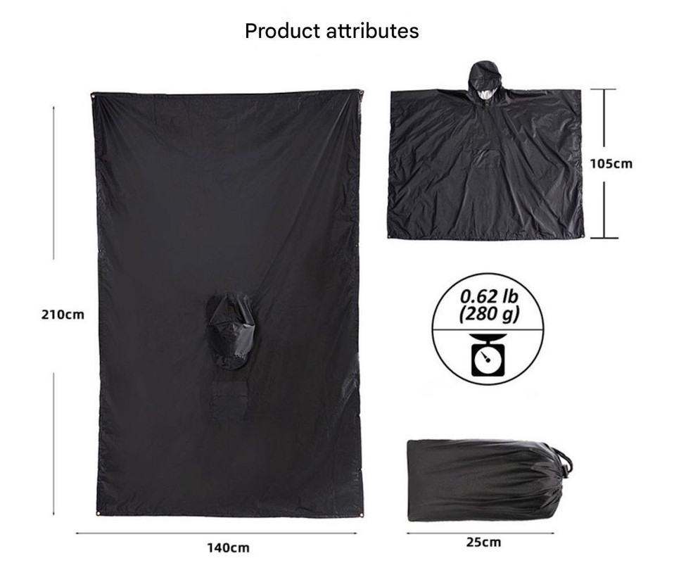 Pink Portable Outdoor Camping Poncho - Can be used as Raincoat, Tarp, Ground Cover โ image 5
