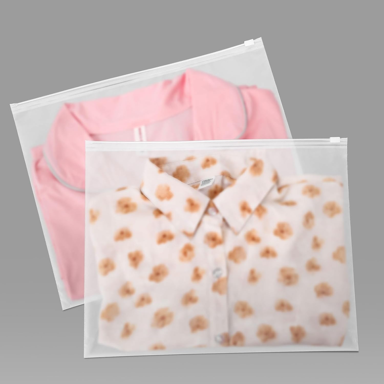 25 Pcs 13 × 10 Inch Frosted Resealable Clothing Bags - 3 Mil Heavy-Duty Plastic Packaging for Apparel Storage | Travel & Small Business Organizer for Shirts