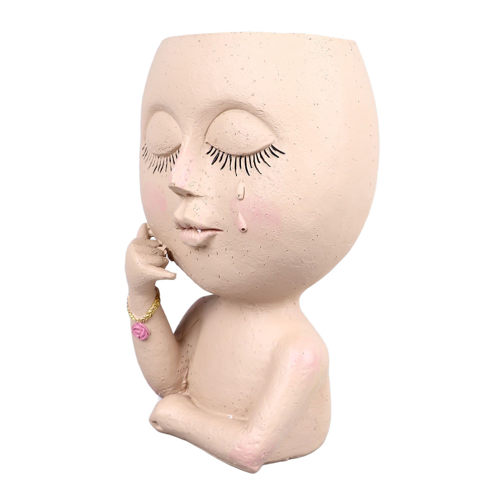 Face Planter Pots Resin Home Head Planter Face Flower Pot Head Planter for Indoor Outdoor Plants with Drainage Hole — image 2
