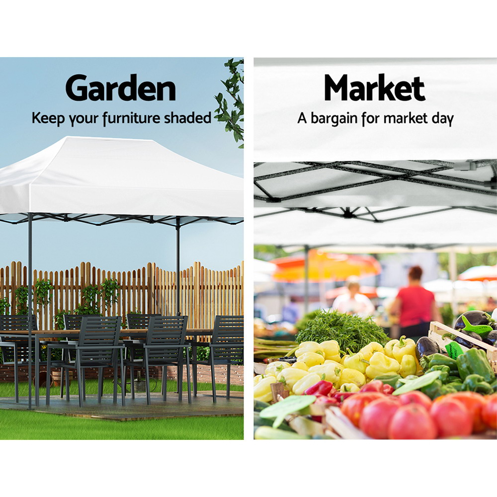 Instahut Gazebo Pop Up 3x4.5m w/Base Podx4 Marquee Folding Outdoor Wedding Camping Tent Shade Canopy White — image 6