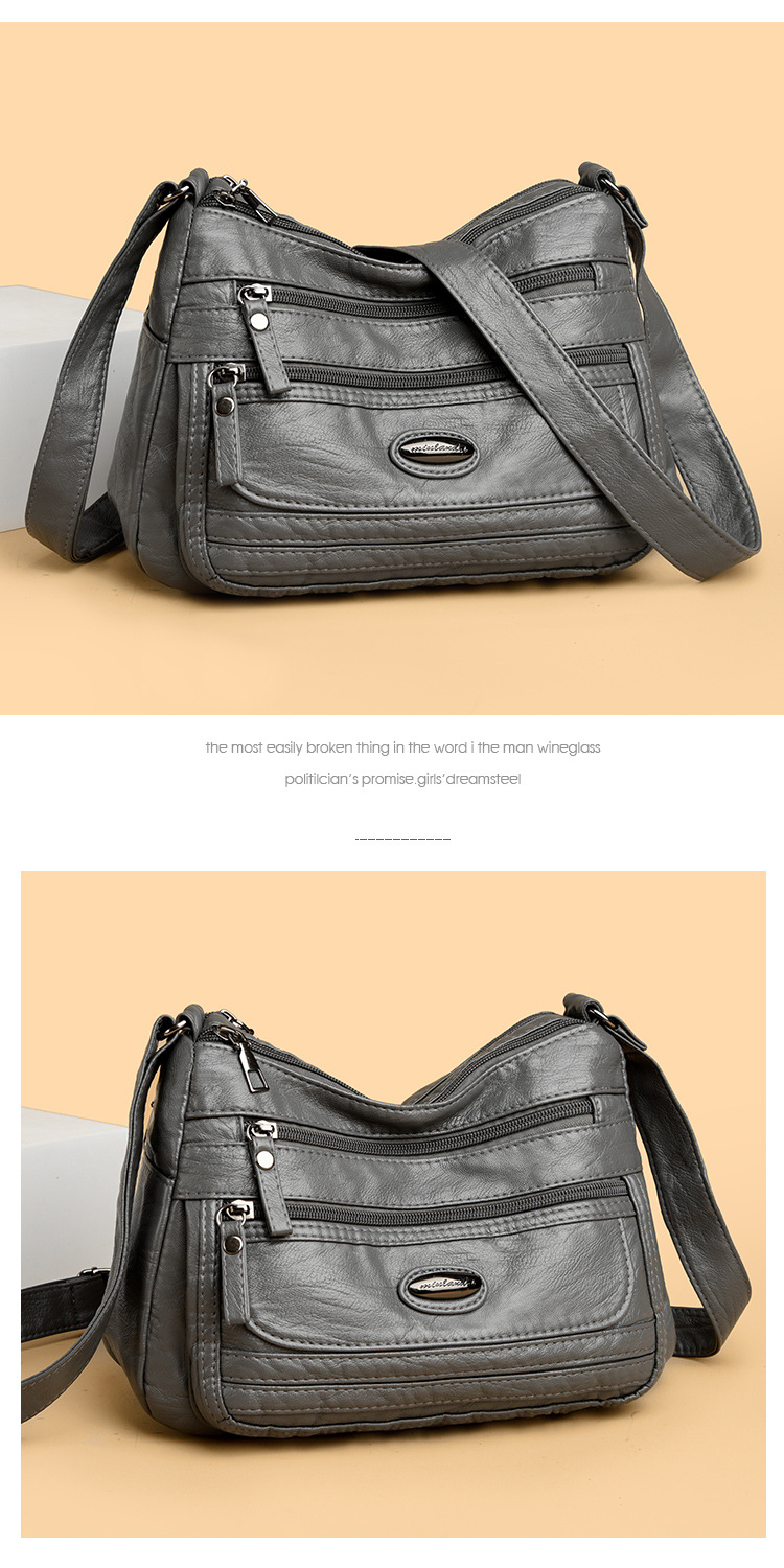 Black Women's Soft Washed PU Leather Crossbody Bag - Multi-Pocket Casual Shoulder Purse for Everyday Organization โ image 6