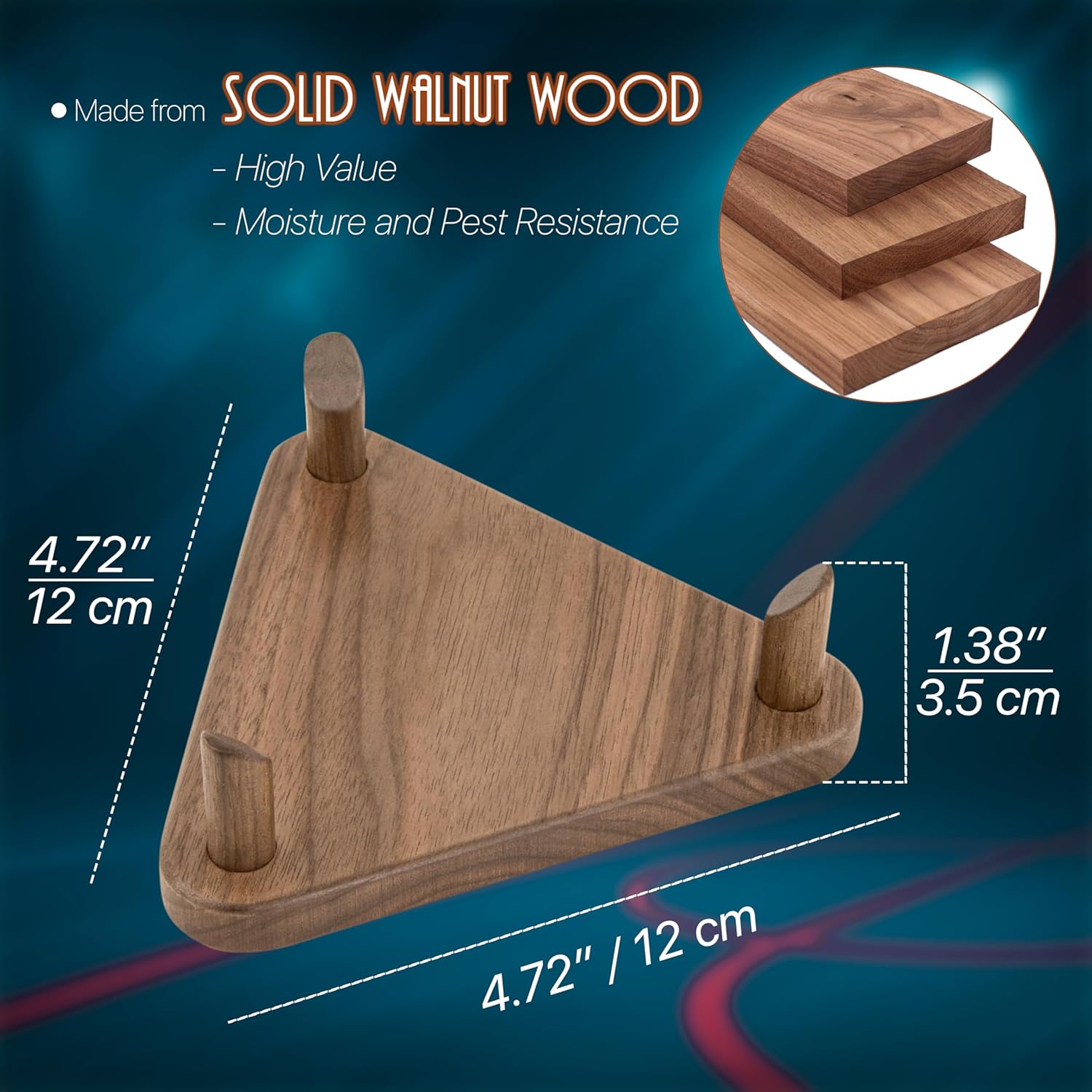 Premium Wooden Ball Display Stand Solid Walnut Wood Basketball Rugby Football Holder Triangular Autograph Sports Souvenir Display — image 2