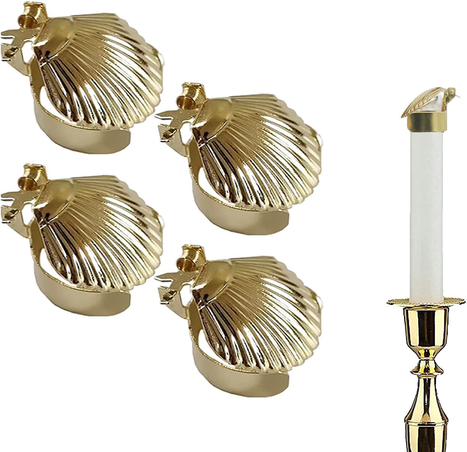 Automatic Fire Extinguishing Candle Snuffer Extinguisher Clip On, Candle Safety Guard, Wick Flame Snuffer 4 Pcs (Scallop)