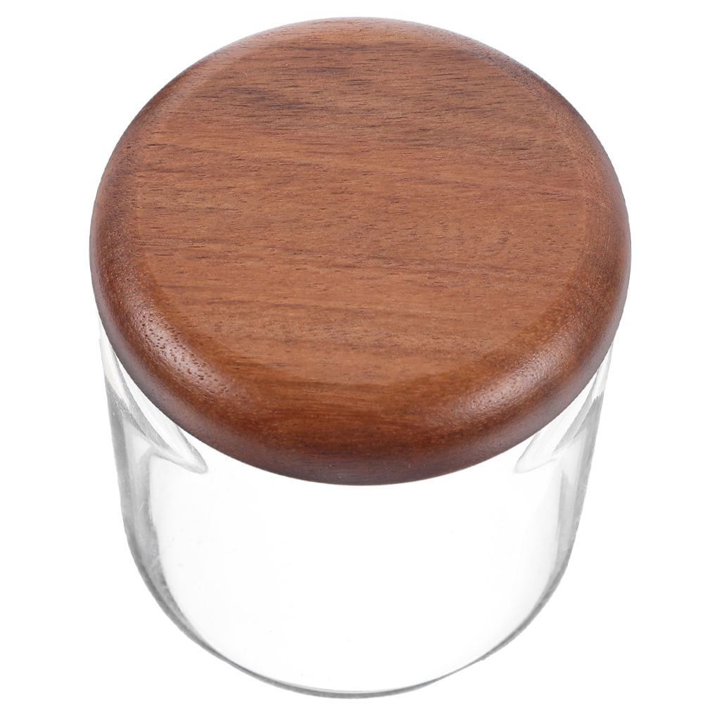 Small Glass Jar with Airtight Wooden Lid, Food Storage Canister for Cereal, Snacks, Coffee, Kitchen Organization β image 4