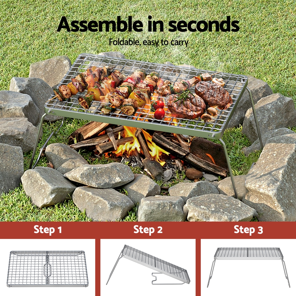 Grillz Portable BBQ Grill Charcoal Smoker Foldable Camping Outdoor โ image 4