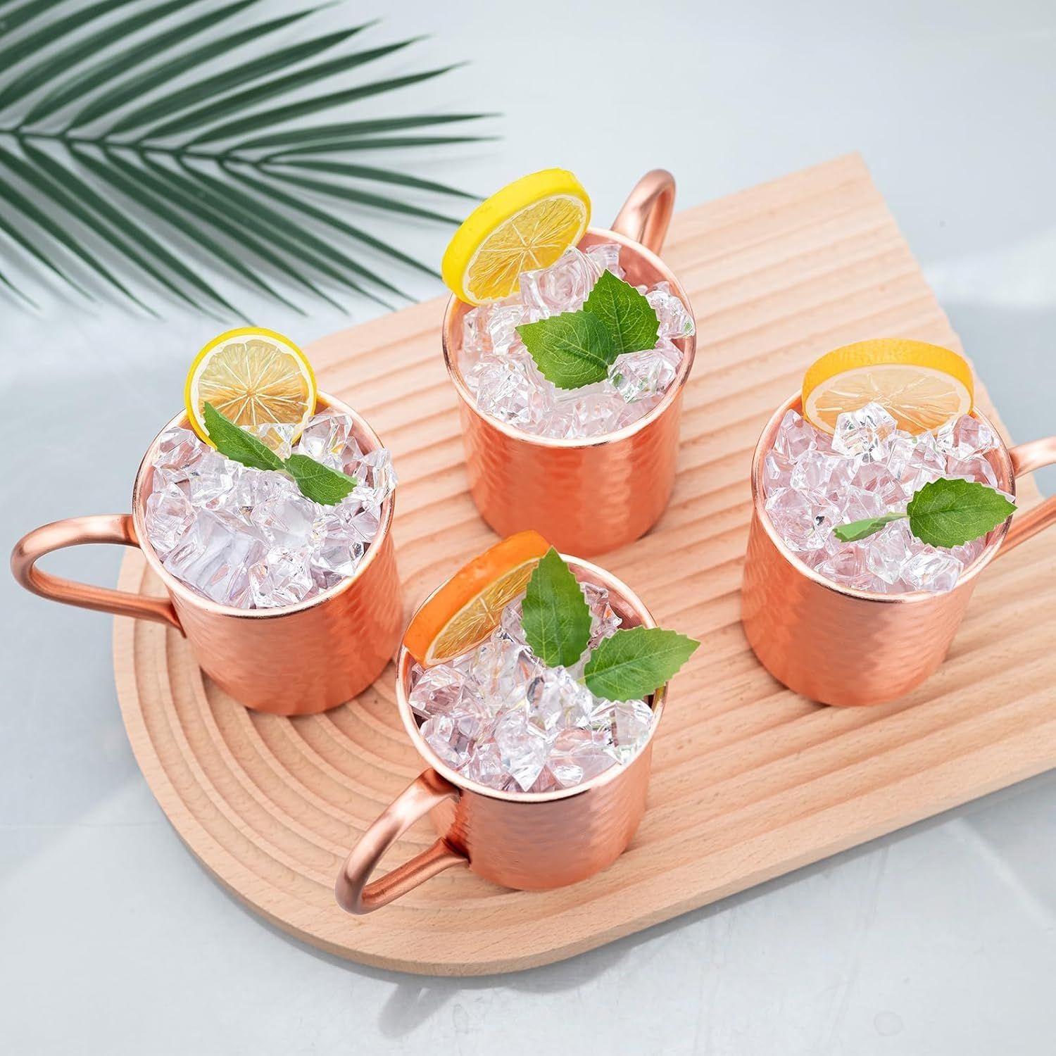 Copper Mug Copper Interior Ideal for Health Benefits - Hand Hammered Finish - Authentic and Strong Riveited Handle - Holds 12.3oz 2pcs โ image 3