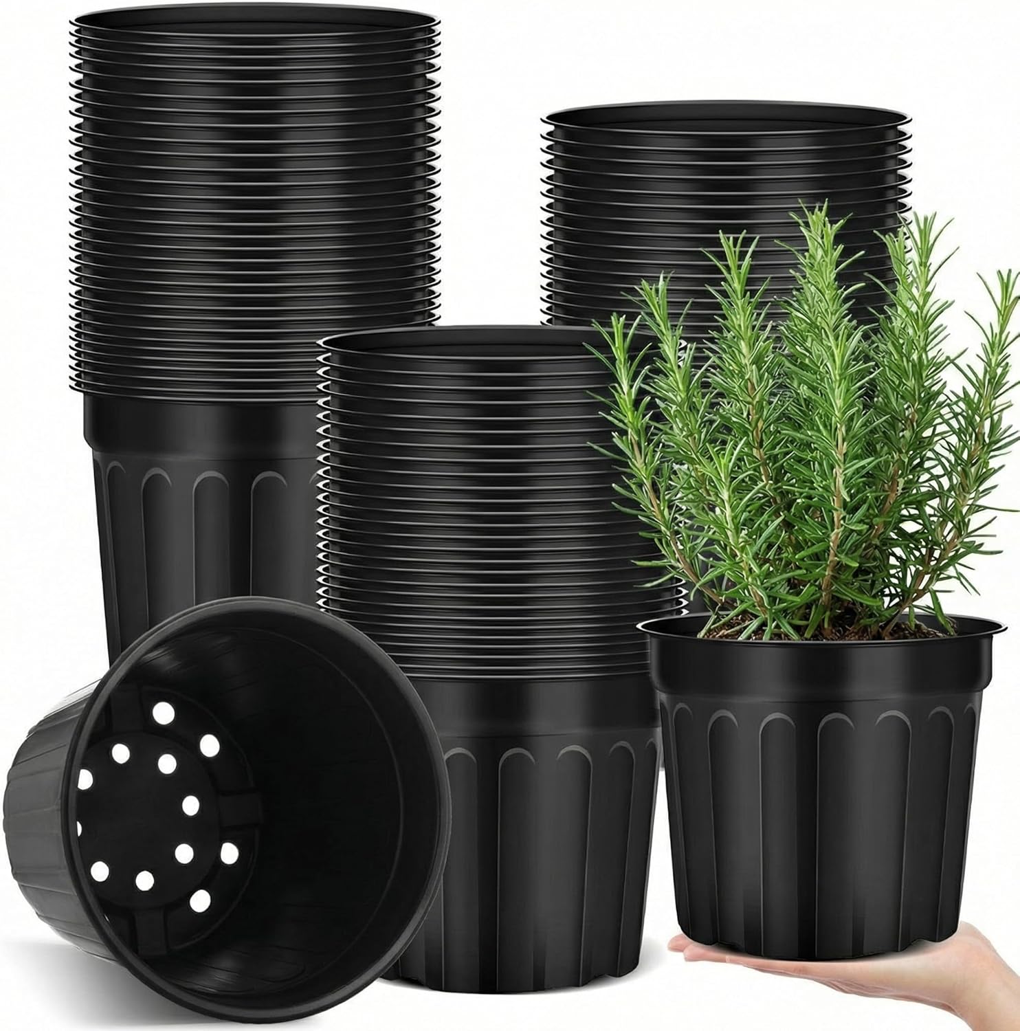 30 Pcs 3 Gallon Plant Nursery Pots Bulk Flexible Plastic Pots for Plants Thickened Soft Seed Starting Container with Drainage Hole Garden Pot Flower Container