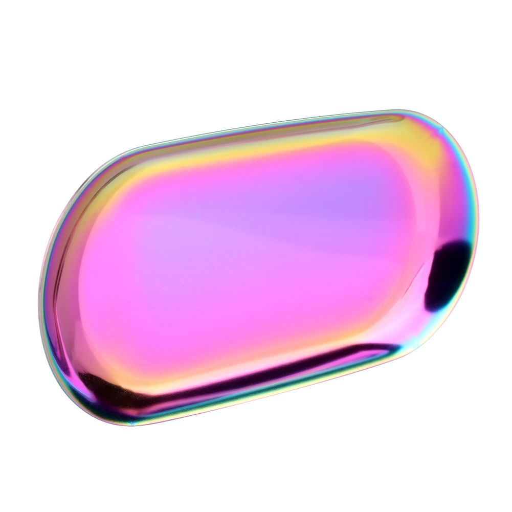 Nordic Style Stainless Storage Tray Cosmetics Jewelry Cake Plate for Office Desks(Rainbow S) โ image 2