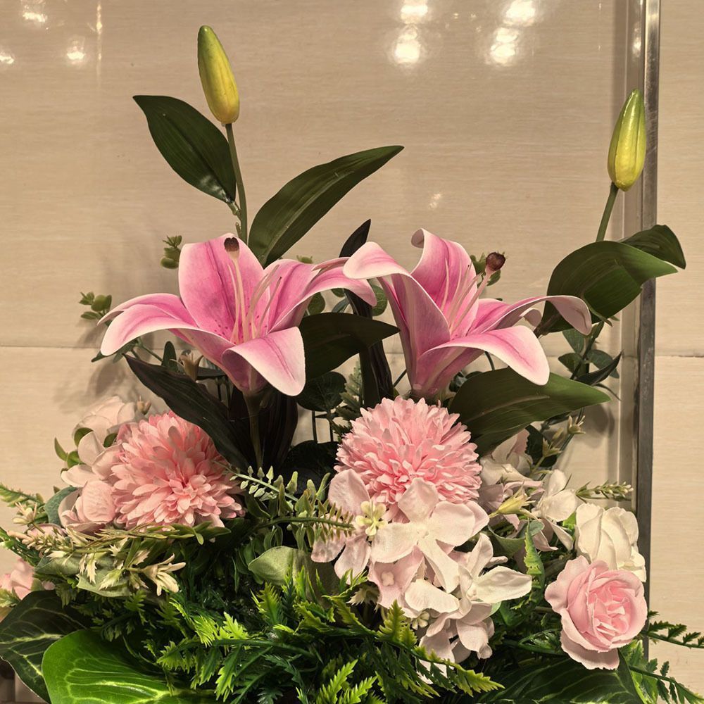 Artificial Flower Arrangement Fake Lilies And Roses Home Decor Accents Garden - Multi-color - Size 28