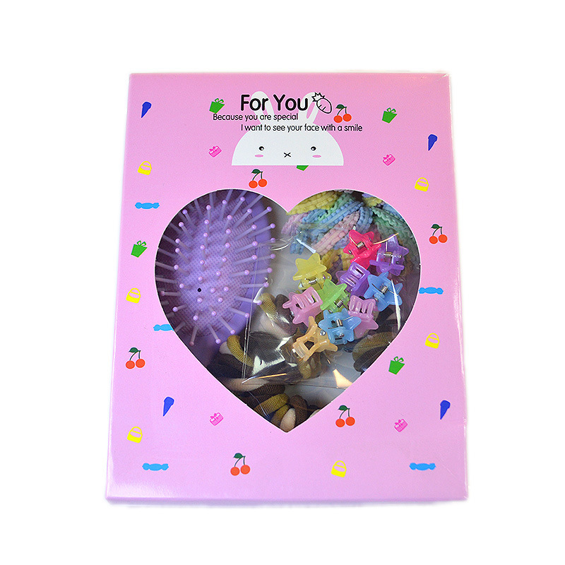 Style 2 Boxed Hair Tie Set with Pink Rubber Bands, Cute Hair Accessories & Mini Comb – Perfect Gift for Girls — image 3